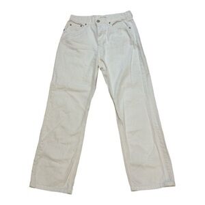 Avec Les Filles White Denim Button Fly Pants